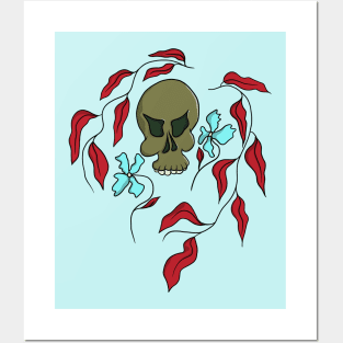 Floral skull Posters and Art